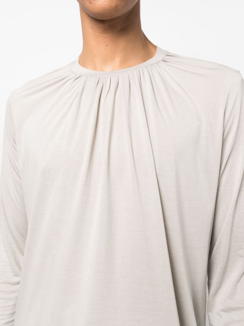 Grey Gathered Cotton T-shirt