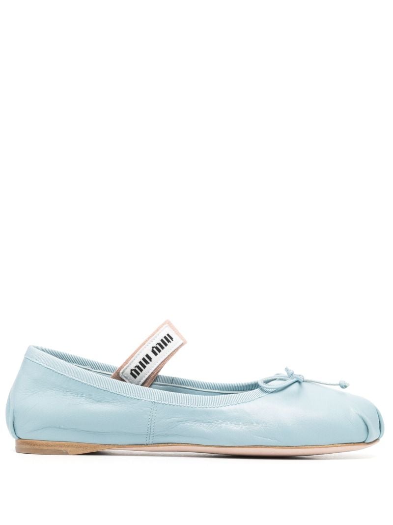 Blue Logo-patch Ballerina Flats