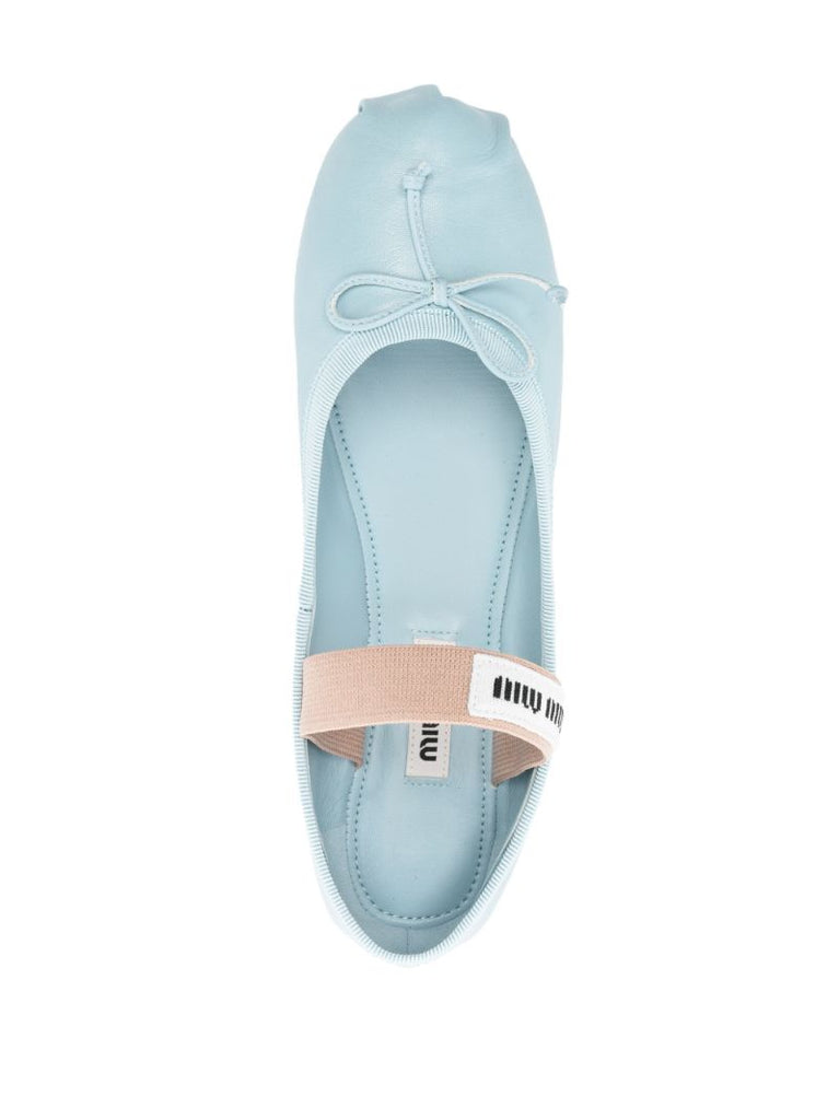 Blue Logo-patch Ballerina Flats