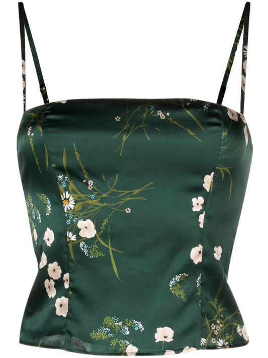 Green Overland Floral Print Silk Vest Top