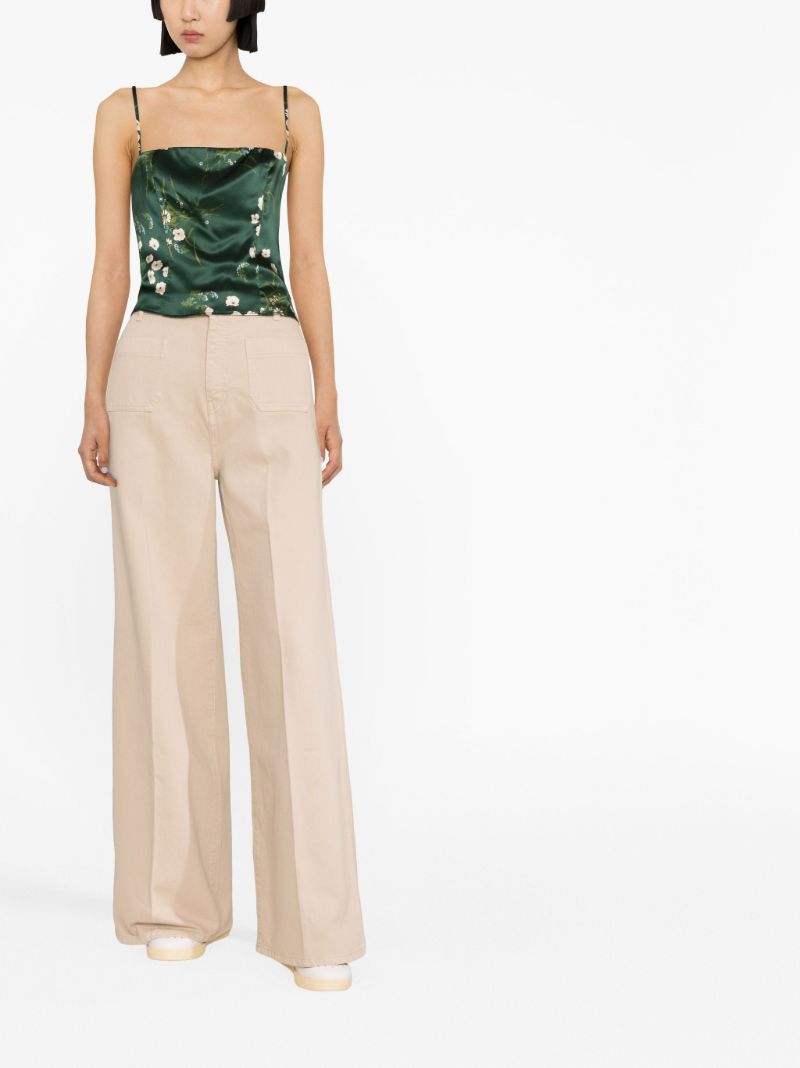 Green Overland Floral Print Silk Vest Top