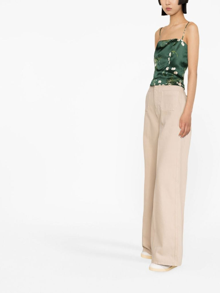 Green Overland Floral Print Silk Vest Top