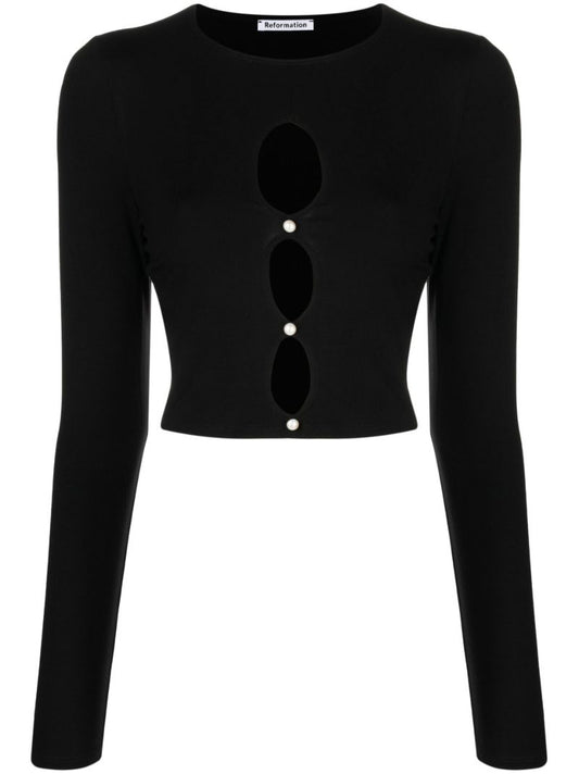 Black Vernon Cut-out Knitted Top