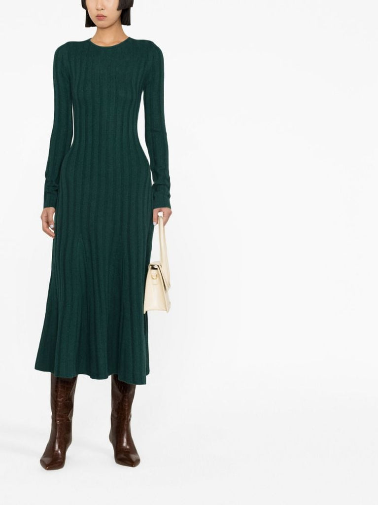 Green Knitted Cashmere Midi Dress