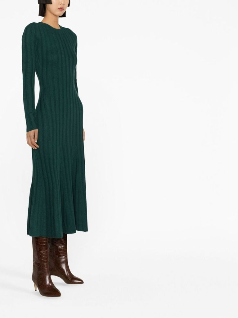 Green Knitted Cashmere Midi Dress