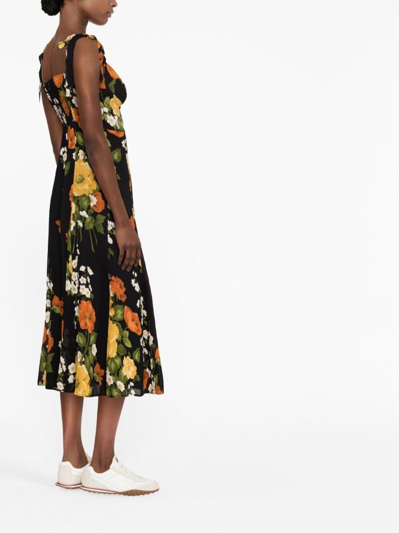 Black Nadira Floral-print Midi Dress
