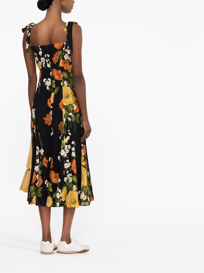 Black Nadira Floral-print Midi Dress