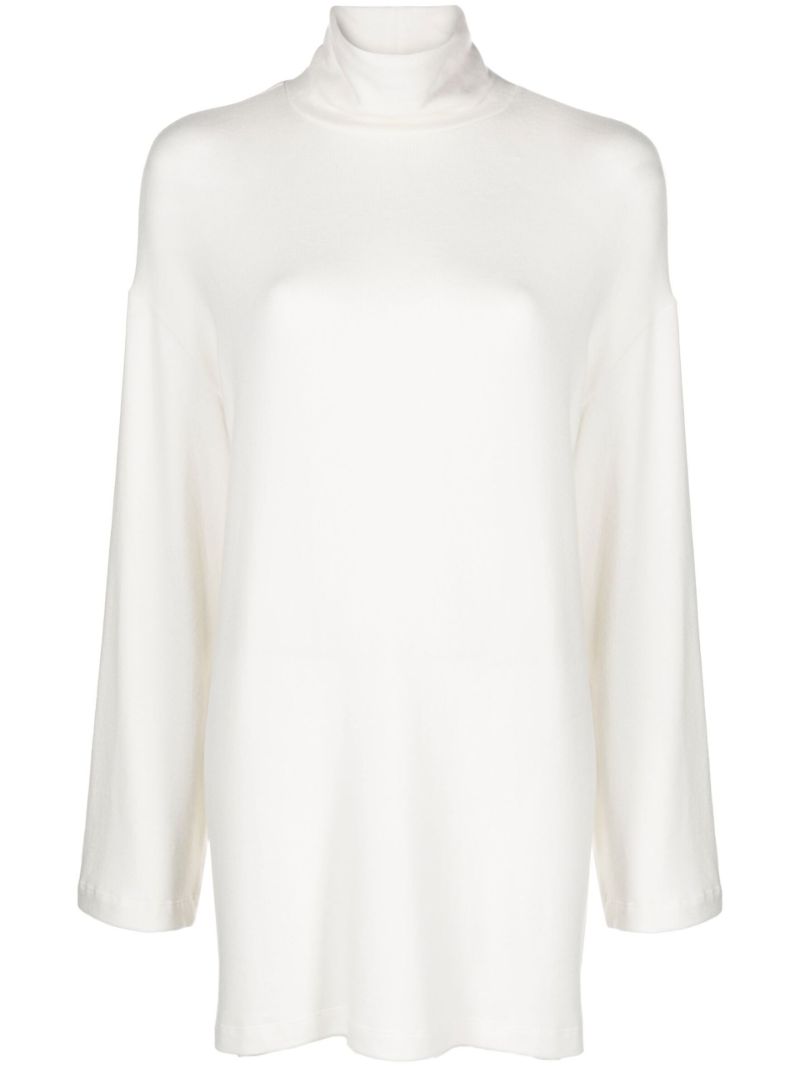 White Mock Neck Mini Dress