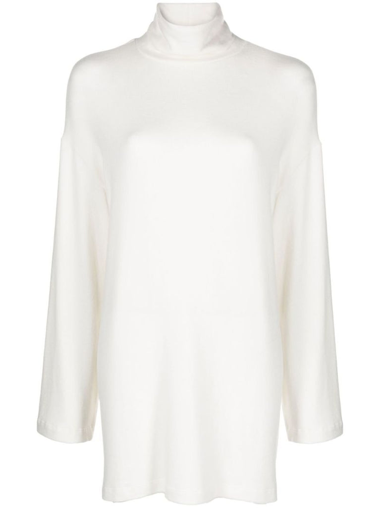 White Mock Neck Mini Dress