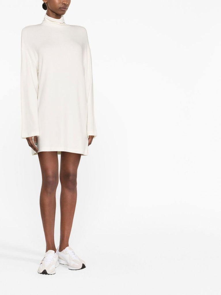 White Mock Neck Mini Dress