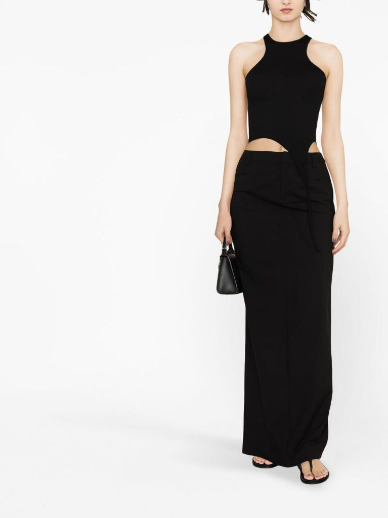 Black Tailored Column Skirt