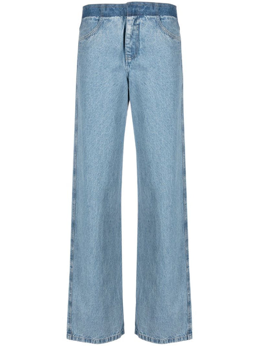 Blue Deconstruct Straight-leg Jeans