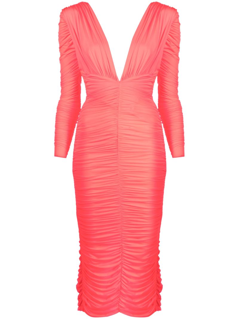 Red Marin Ruched Midi Dress