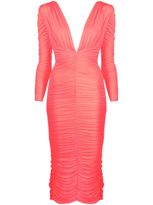 Red Marin Ruched Midi Dress