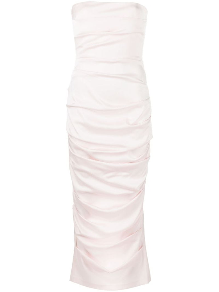 Pink Ace Ruched Strapless Dress