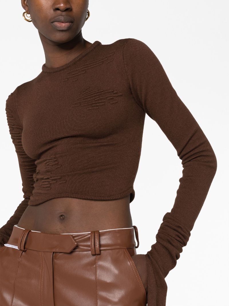 Brown Muscle Knitted Crop Top
