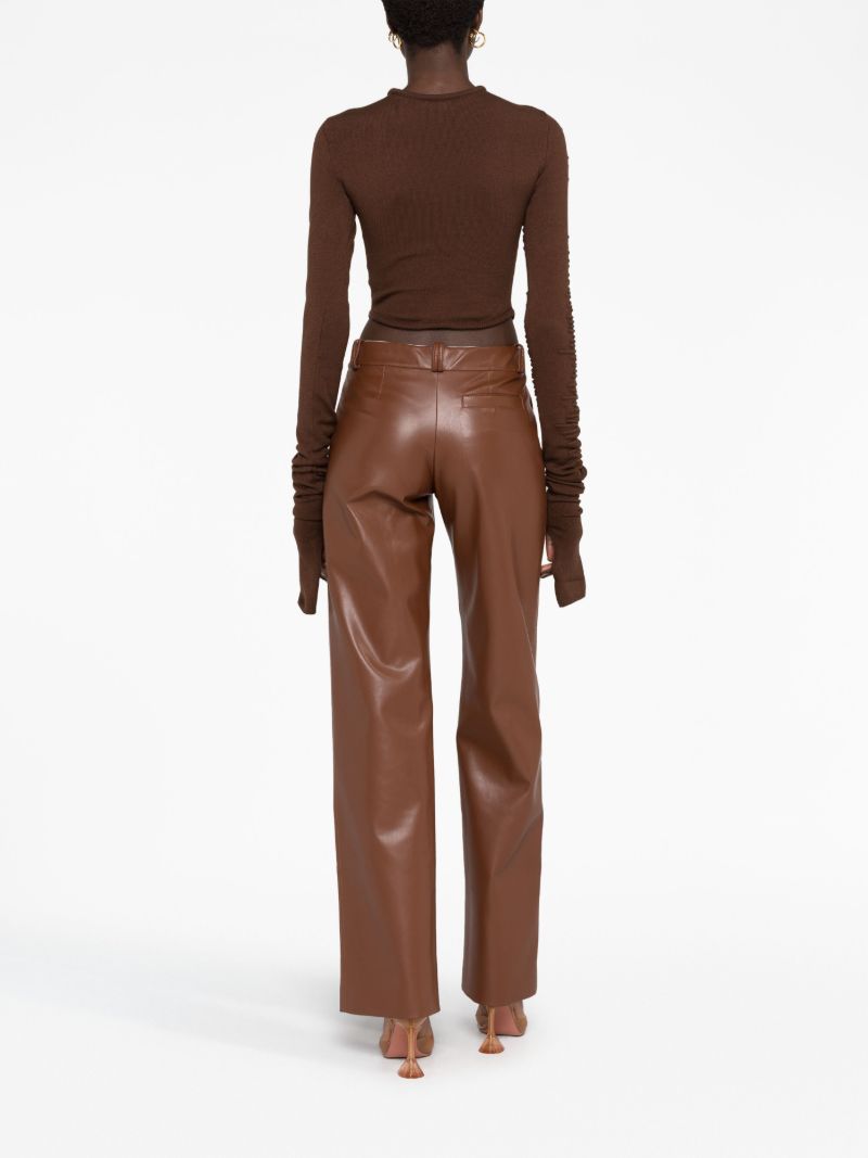 Brown Muscle Knitted Crop Top