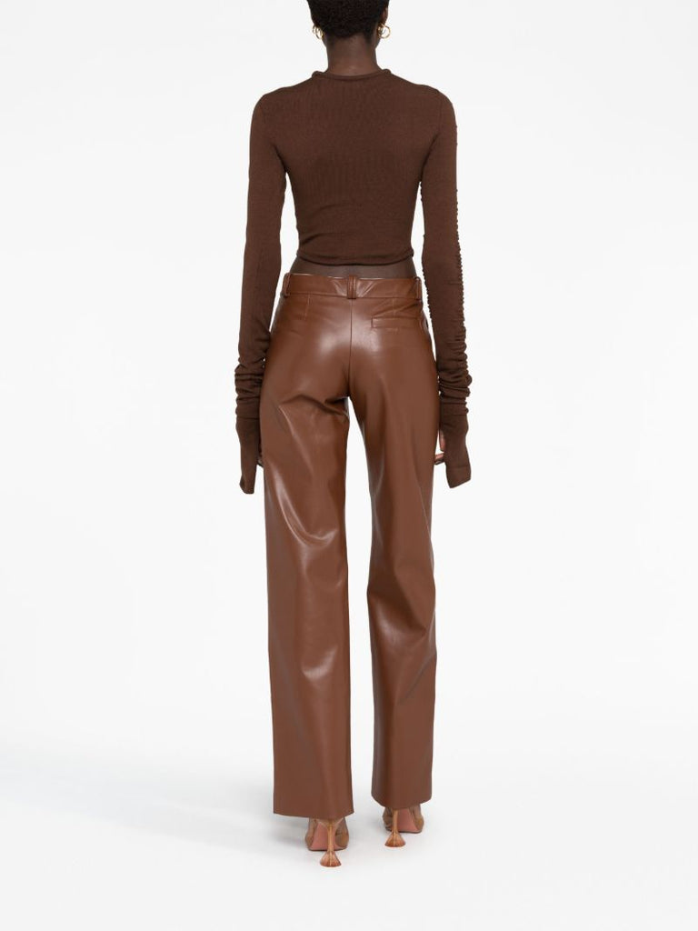 Brown Muscle Knitted Crop Top