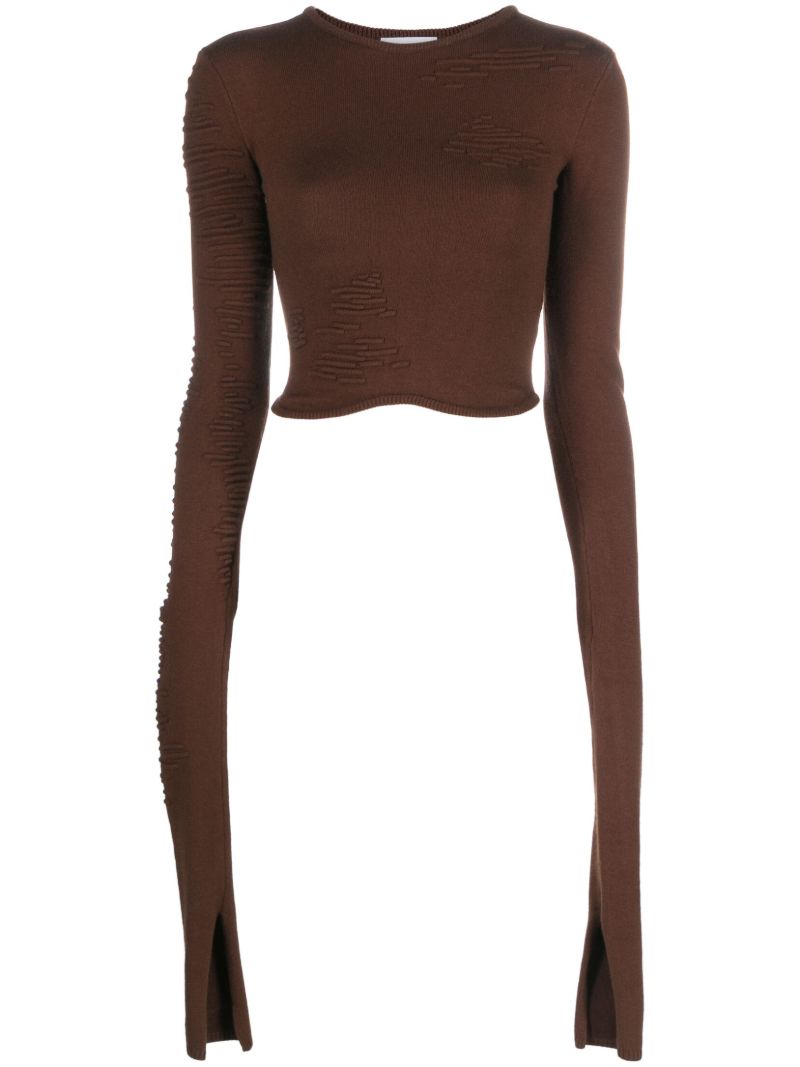Brown Muscle Knitted Crop Top