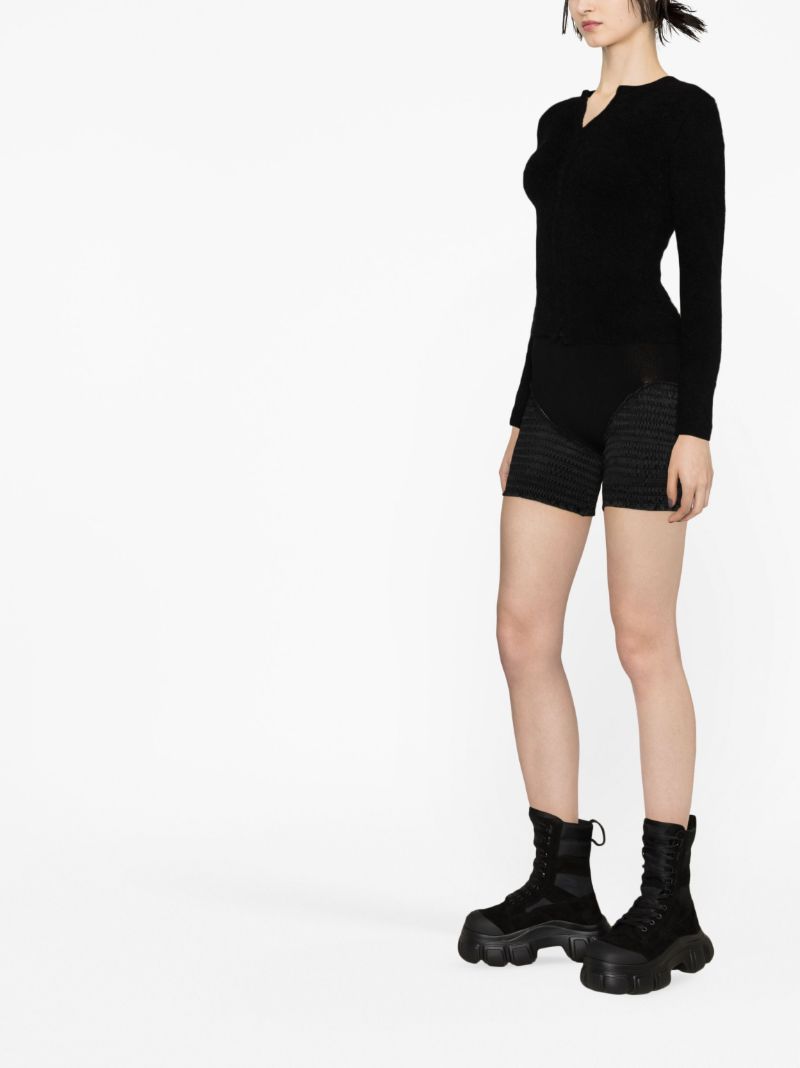 Black Shirred Panelled Shorts