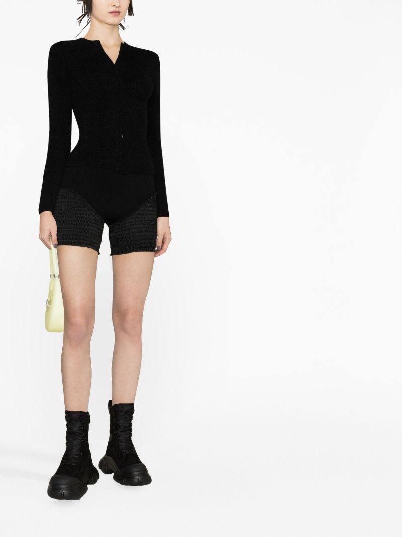 Black Shirred Panelled Shorts