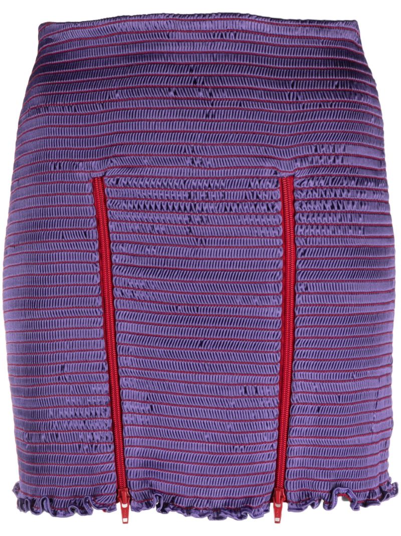 Purple Shirred Mini Skirt