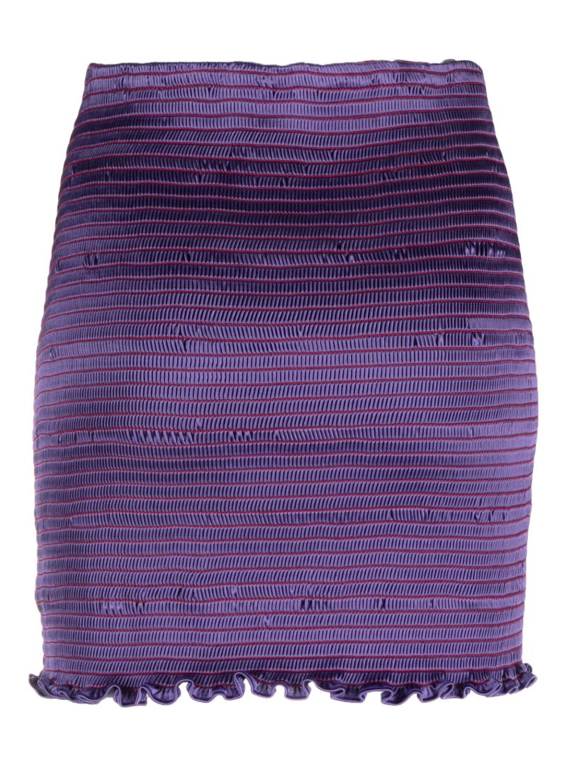 Purple Shirred Mini Skirt