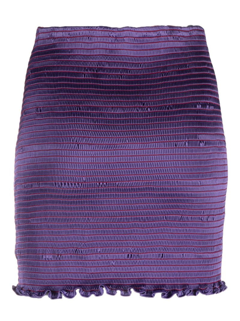 Purple Shirred Mini Skirt