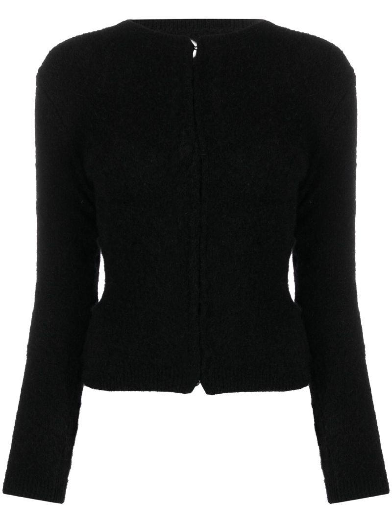 Black Cut-out Mohair Cardigan