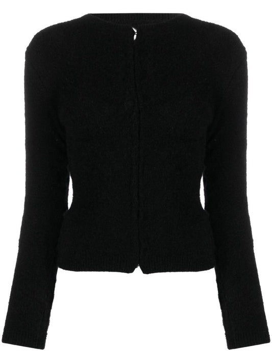 Black Cut-out Mohair Cardigan