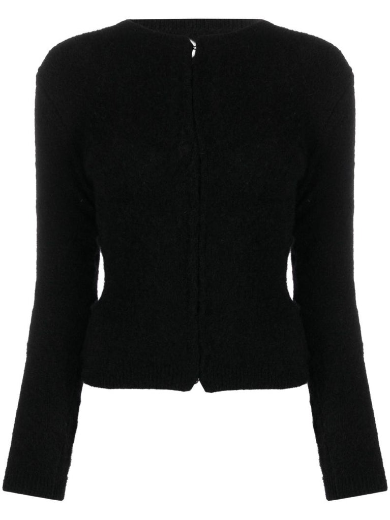 Black Cut-out Mohair Cardigan