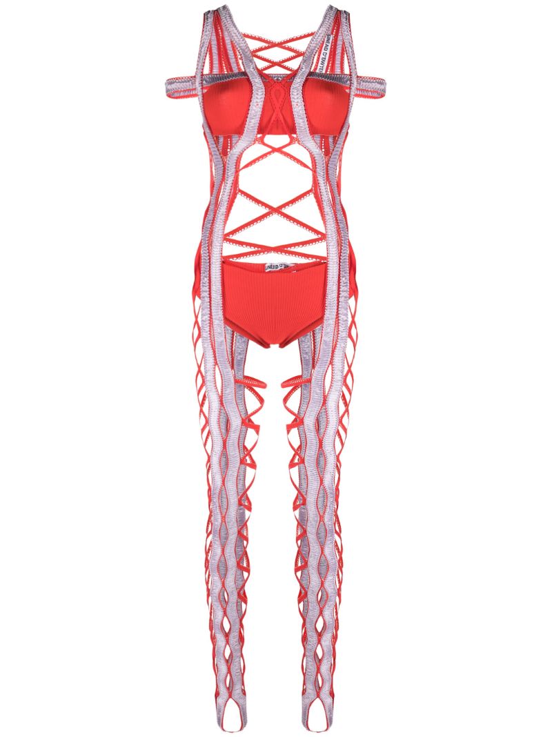 Red Shirred Underwear and Harness Set