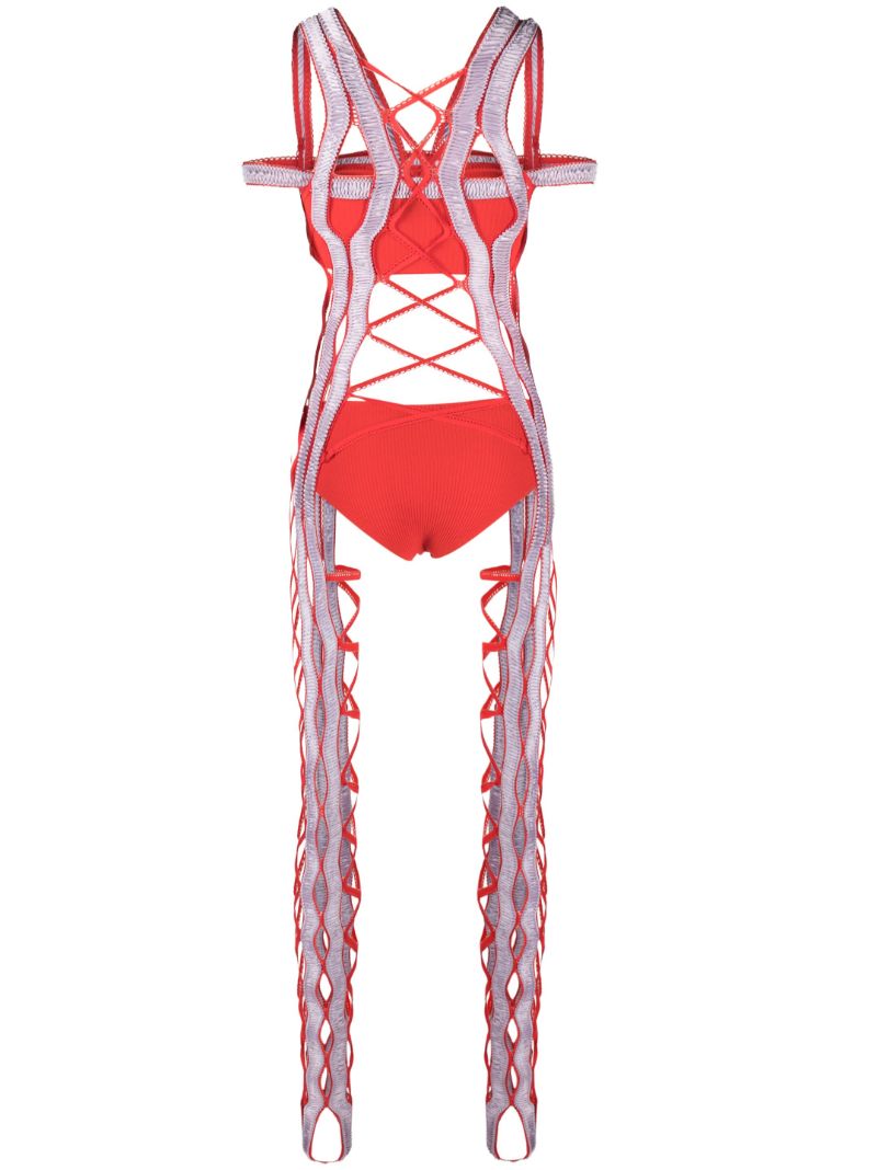 Red Shirred Underwear and Harness Set