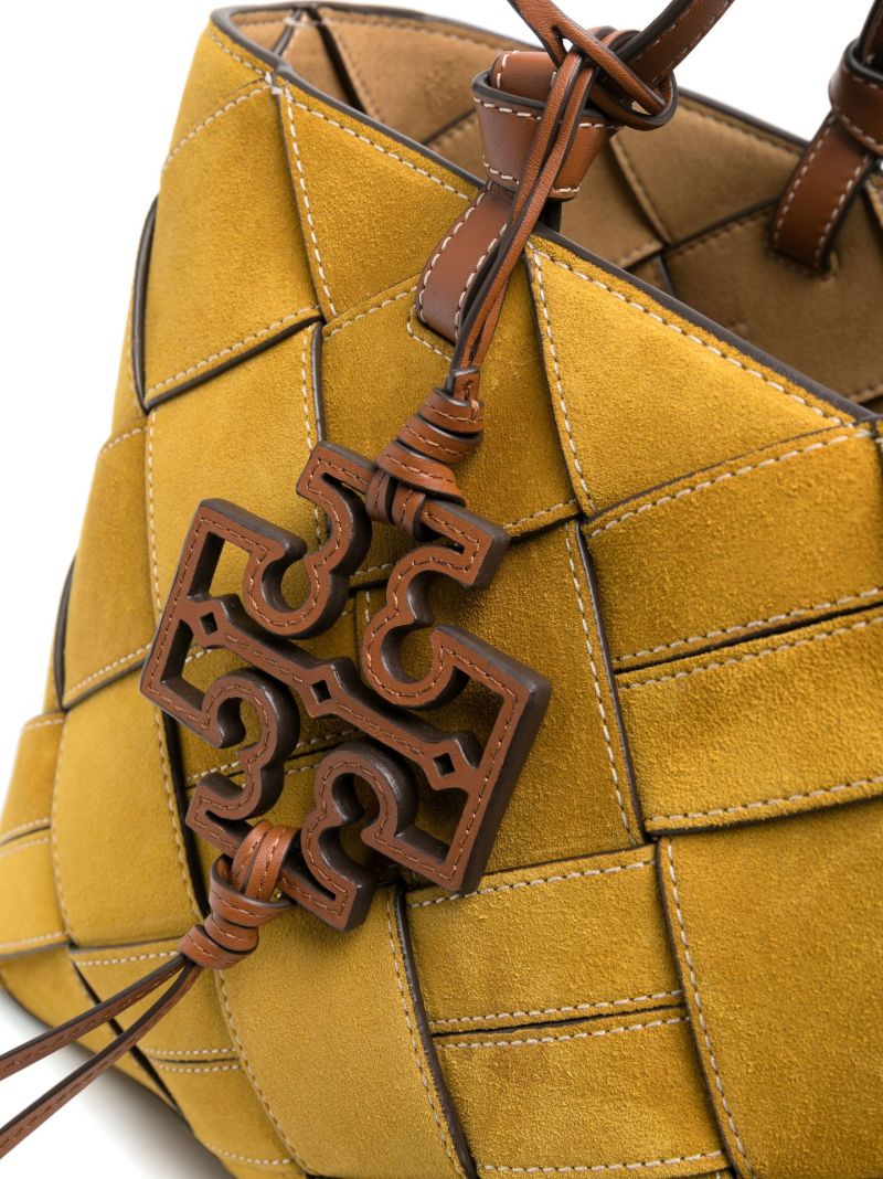 Yellow Miller Woven Suede Tote Bag