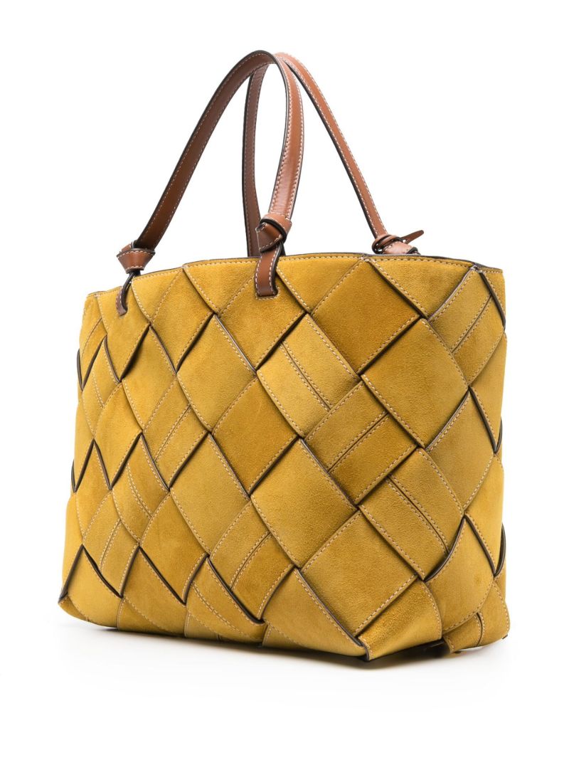 Yellow Miller Woven Suede Tote Bag