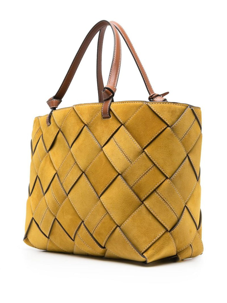 Yellow Miller Woven Suede Tote Bag