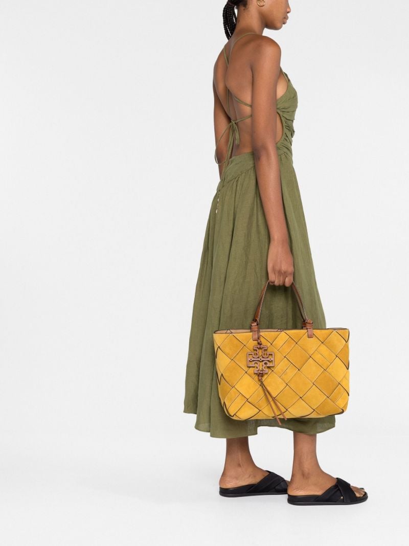 Yellow Miller Woven Suede Tote Bag