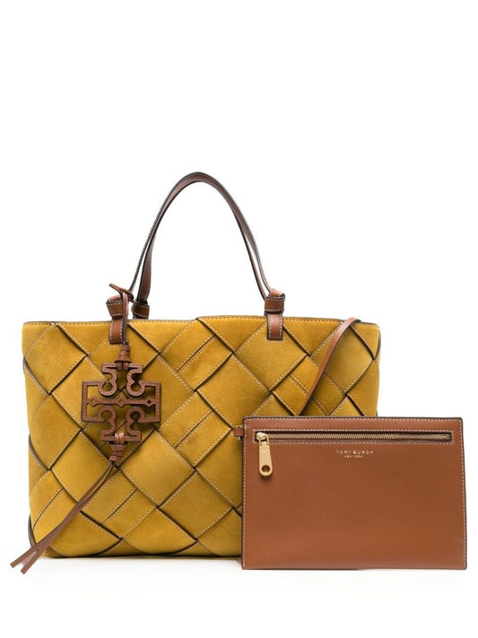 Yellow Miller Woven Suede Tote Bag
