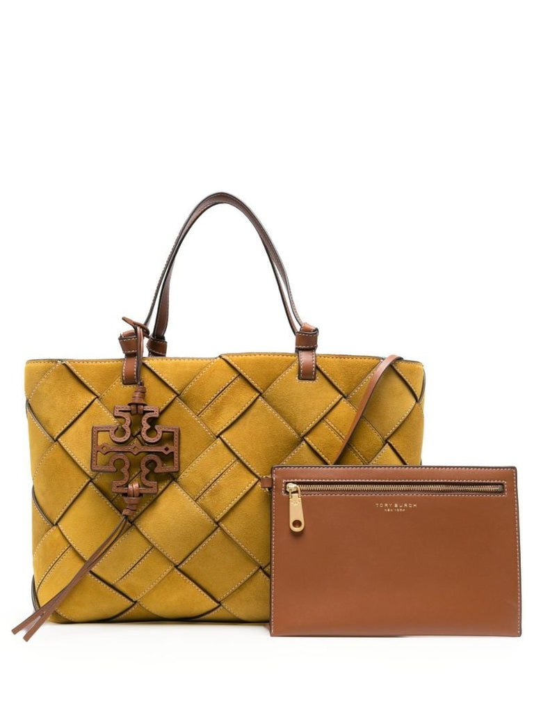 Yellow Miller Woven Suede Tote Bag