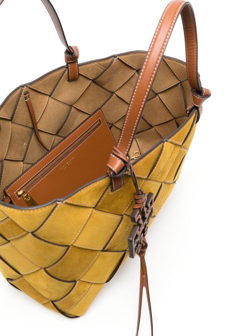 Yellow Miller Woven Suede Tote Bag
