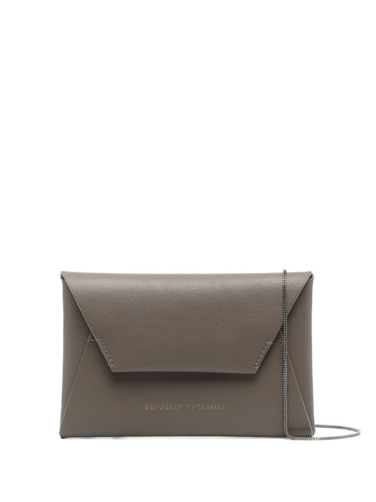 Grey Leather Cross Body Bag