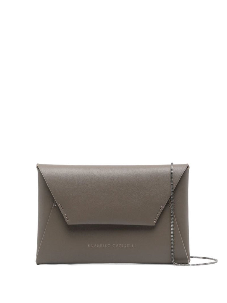 Grey Leather Cross Body Bag