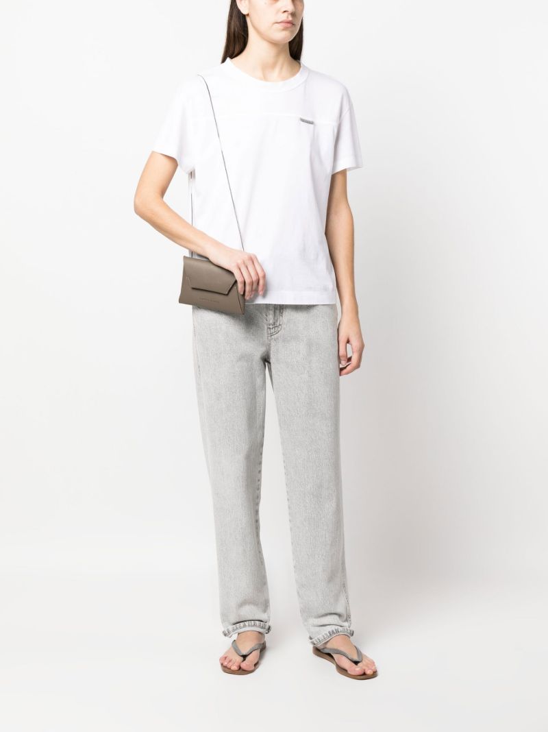 Grey Leather Cross Body Bag