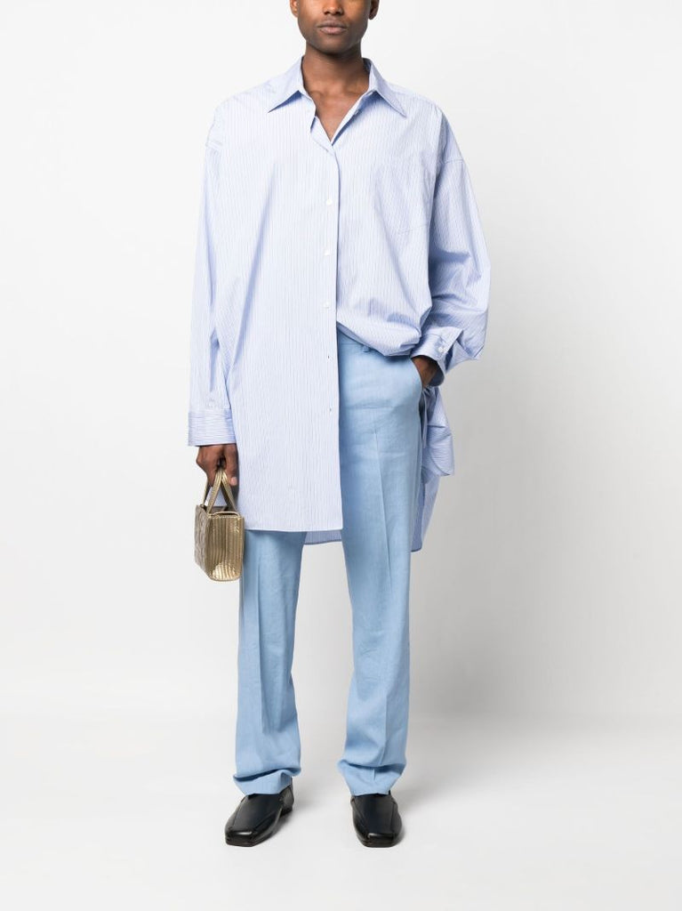 Blue Pressed Crease Tailored Trousers