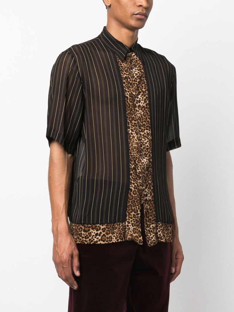 Black Mixed Print Short Sleeved Shirt
