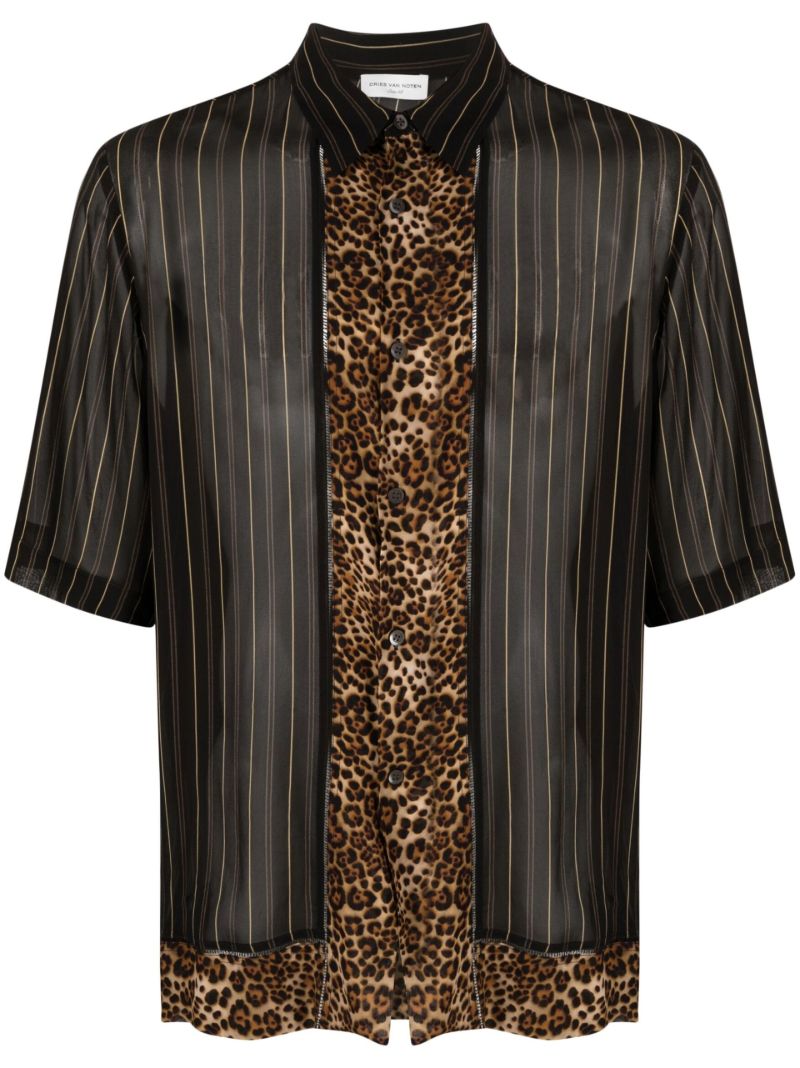 Black Mixed Print Short Sleeved Shirt