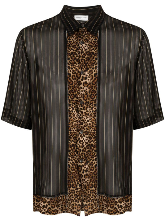 Black Mixed Print Short Sleeved Shirt