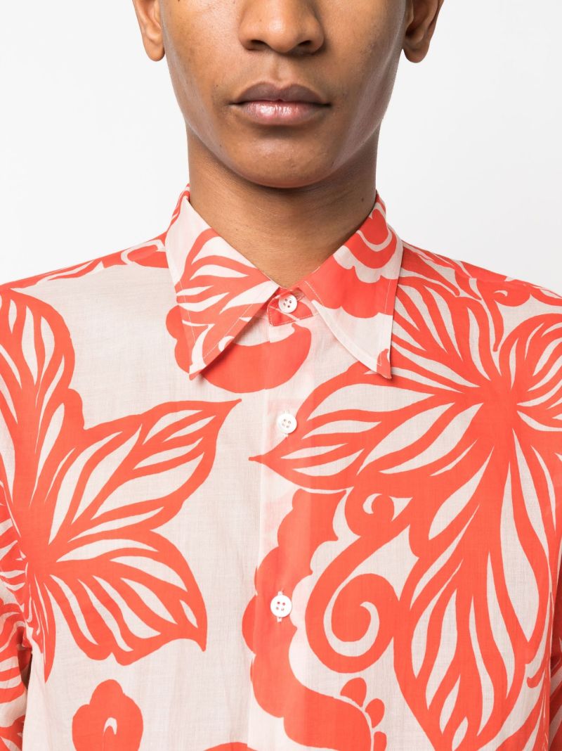 Neutral Floral Print Short Sleeved Shirt