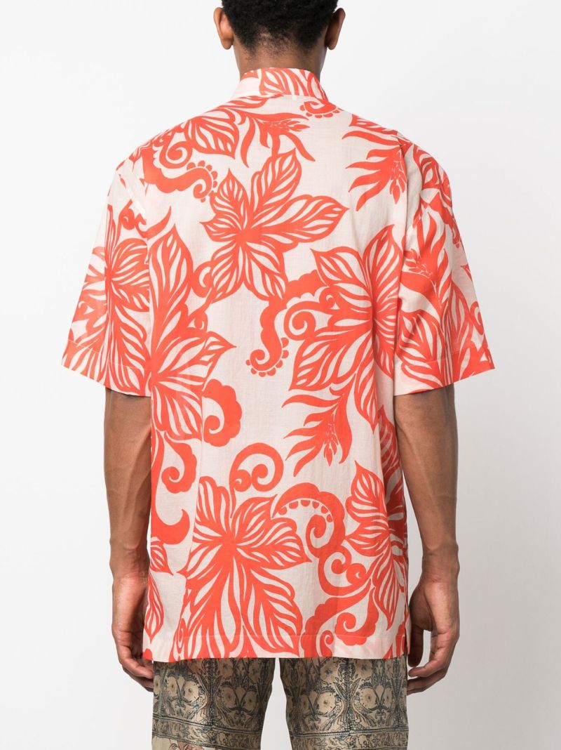 Neutral Floral Print Short Sleeved Shirt
