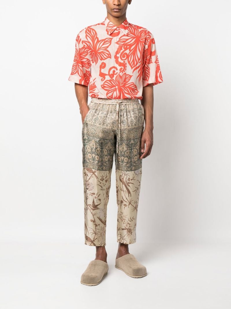 Neutral Floral Print Short Sleeved Shirt